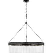 Visual Comfort Menil 34" Wide LED Crystal Drum Chandelier Bronze
