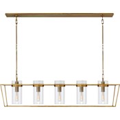 Visual Comfort Presidio 54" Linear Lantern with Clear Glass by Ian K. Fowler Hand-Rubbed Antique Brass