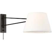 Visual Comfort Hale 10" Tall Hardwired or Plug-In LED Wall Sconce with White Linen Shade - Bulb Included Aged Iron