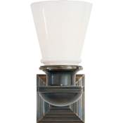 Visual Comfort New York Subway 5" Wide Bathroom Sconce with White Glass Shade Bronze