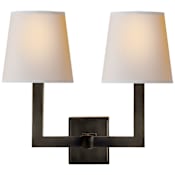 Visual Comfort Square Tube 15" Wide Wall Sconce with Natural Paper Shade Bronze