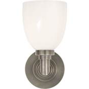 Visual Comfort Wilton Single Light 5" Wide Bathroom Sconce with White Glass Shade Antique Nickel
