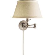 Visual Comfort Boston 13" High Plug-In Wall Sconce with Linen Shade Antique Nickel
