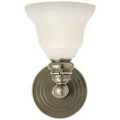 Visual Comfort Boston 9" Single Wall Light with White Glass by E.F. Chapman Antique Nickel