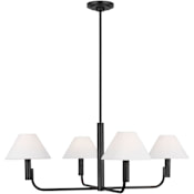 Visual Comfort Colfax 4 Light 35" Wide Chandelier with Linen Shades Aged Iron