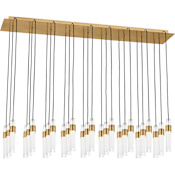 Visual Comfort Lassell 45" Wide LED Crystal Linear Chandelier - 2700K, 90 CRI, 12312 Lumens Natural Brass