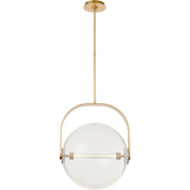 Visual Comfort Fues 18" Wide LED Suspension Pendant Clear / Natural Brass