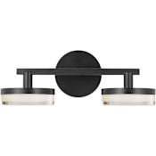 Visual Comfort Khan 2 Light 14" Wide LED Vanity Light with Clear Glass Shades Aged Iron