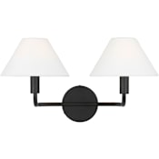 Visual Comfort Colfax 2 Light 19" Wide Vanity Light with Linen Shades Aged Iron