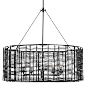 Visual Comfort Winslow 5 Light 36" Wide Drum Chandelier with Steel Outer Shade And Clear Glass Inner Shades Midnight Black