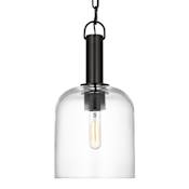 Visual Comfort Hartley 8" Wide Mini Pendant with Clear Glass Shade Aged Iron