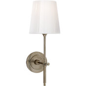 Visual Comfort Bryant 15" Sconce with White Glass Shade by Thomas O'Brien Antique Nickel