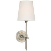 Visual Comfort Bryant 15" Tall LED Wall Sconce with Linen Shade Antique Nickel