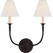 Visual Comfort Piaf 2 Light 19" Tall Wall Sconce Aged Iron