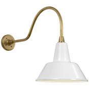 Visual Comfort Thomas O'Brien 19" Tall x 13" Wide Outdoor Wall Sconce with White Bowers Shade Hand-Rubbed Antique Brass