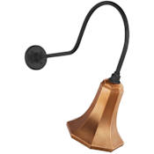 Visual Comfort Thomas O'Brien 24" Tall Elongated Gooseneck Outdoor Wall Sconce with Soft Copper Savannah Shade Matte Black
