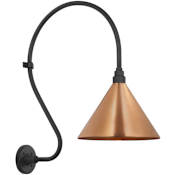 Visual Comfort Thomas O'Brien 27" Tall x 13" Wide Outdoor Wall Sconce with Soft Copper Conical Savannah Shade Matte Black