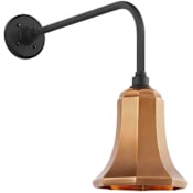 Visual Comfort Thomas O'Brien 19" Tall Straight Arm Outdoor Wall Sconce with Soft Copper Savannah Shade Matte Black