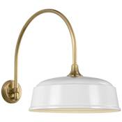 Visual Comfort Thomas O'Brien 20" Tall x 16" Wide Outdoor Wall Sconce with White Rockhouse Shade Hand-Rubbed Antique Brass