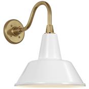 Visual Comfort Thomas O'Brien 16" Tall Outdoor Wall Sconce with White Bowers Shade Hand-Rubbed Antique Brass
