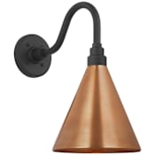 Visual Comfort Thomas O'Brien 16" Tall Outdoor Wall Sconce with Soft Copper Conical Savannah Shade Matte Black