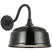 Visual Comfort Thomas O'Brien 13" Tall Outdoor Gooseneck Wall Sconce with Green Rockhouse Shade Matte Black