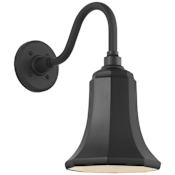 Visual Comfort Thomas O'Brien 15" Tall Outdoor Wall Sconce with Matte Black Savannah Shade Matte Black
