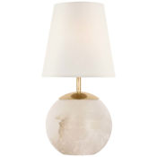 Visual Comfort Terri 12" Tall Cordless LED Vase Table Lamp Alabaster / Linen