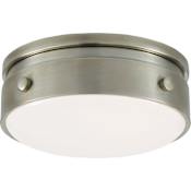 Visual Comfort Hicks 6" Solitaire LED Flush Mount with White Glass by Thomas O'Brien Antique Nickel