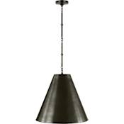 Visual Comfort Goodman 18" Medium Hanging Light with Bronze Shade by Thomas O'Brien Bronze