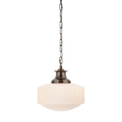 Visual Comfort Milton Road 14" Wide Pendant Antique Nickel / White Glass