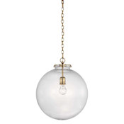 Visual Comfort Katie Globe 16" Wide Suspension Pendant Hand-Rubbed Antique Brass / Clear Glass