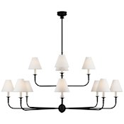Visual Comfort Piaf 12 Light 58" Wide Chandelier Aged Iron / Ebonized Oak