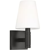 Visual Comfort Beckham Classic 11" Tall Bathroom Sconce with Milk Glass Shade Aged Iron