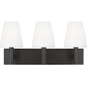 Visual Comfort Beckham Classic 3 Light 21" Wide Vanity Light with Milk Glass Shades Aged Iron