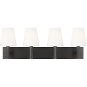 Visual Comfort Beckham Classic 4 Light 29" Wide Vanity Light with Milk Glass Shades Aged Iron