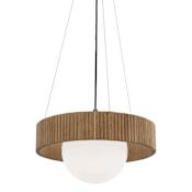 Visual Comfort Arena 18" Wide Globe Chandelier Bronze / Natural Oak / White Glass