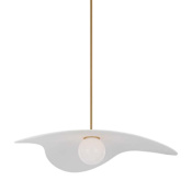 Visual Comfort Mahalo 32" Wide LED Pendant Hand-Rubbed Antique Brass / Matte White