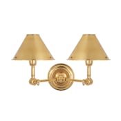 Visual Comfort Anette 2 Light 10" Tall Wall Sconce Natural Brass