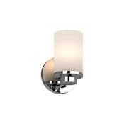 Volume Lighting Sharyn Single Light 7" Tall Bathroom Sconce with Frosted Glass Cylinder Shades Chrome