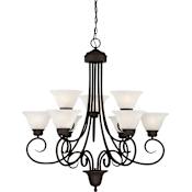 Volume Lighting Troy 9 Light 36" Wide Chandelier Antique Bronze