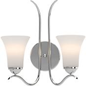 Volume Lighting Alesia 2 Light 15" Wide Vanity Light with Frosted Glass Bell Shades Polished Nickel