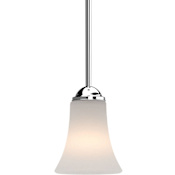 Volume Lighting Alesia Single Light 5" Wide Mini Pendant with Frosted Glass Bell Shade Polished Nickel