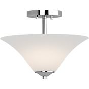 Volume Lighting Alesia 2 Light 15" Wide Semi-Flush Ceiling Fixture with Frosted Glass Bowl Shade Polished Nickel