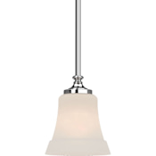 Volume Lighting Tes Single Light 6" Wide Mini Pendant with Frosted Glass Bell Shade Chrome