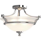 Volume Lighting Tes 2 Light 17" Wide Semi-Flush Ceiling Fixture with Frosted Glass Bowl Shade Chrome