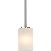 Volume Lighting Sharyn Single Light 4" Wide Mini Pendant with Frosted Glass Cylinder Shade Chrome