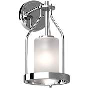 Volume Lighting Emery Single Light 14" Tall Bathroom Sconce with Frosted Glass Cylinder Shade Chrome