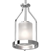Volume Lighting Emery Single Light 7" Wide Wood Mini Pendant with Frosted Glass Cylinder Shade Chrome