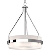 Volume Lighting Emery 3 Light 16" Wide Drum Mini Chandelier with Frosted Glass Drum Shade Chrome